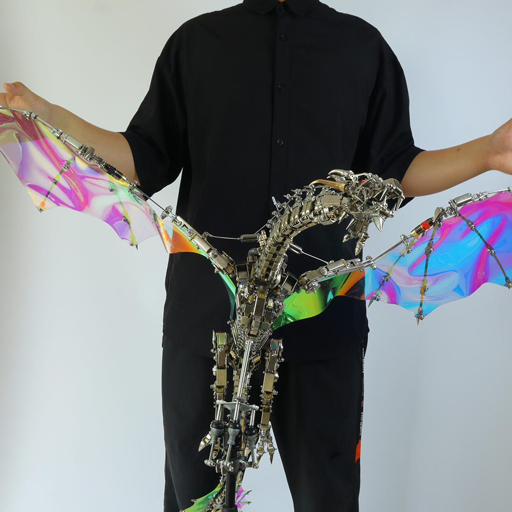 Dragón Mecánico Grande Metal 3D Criatura Mítica