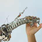 Dragón Mecánico Grande Metal 3D Criatura Mítica