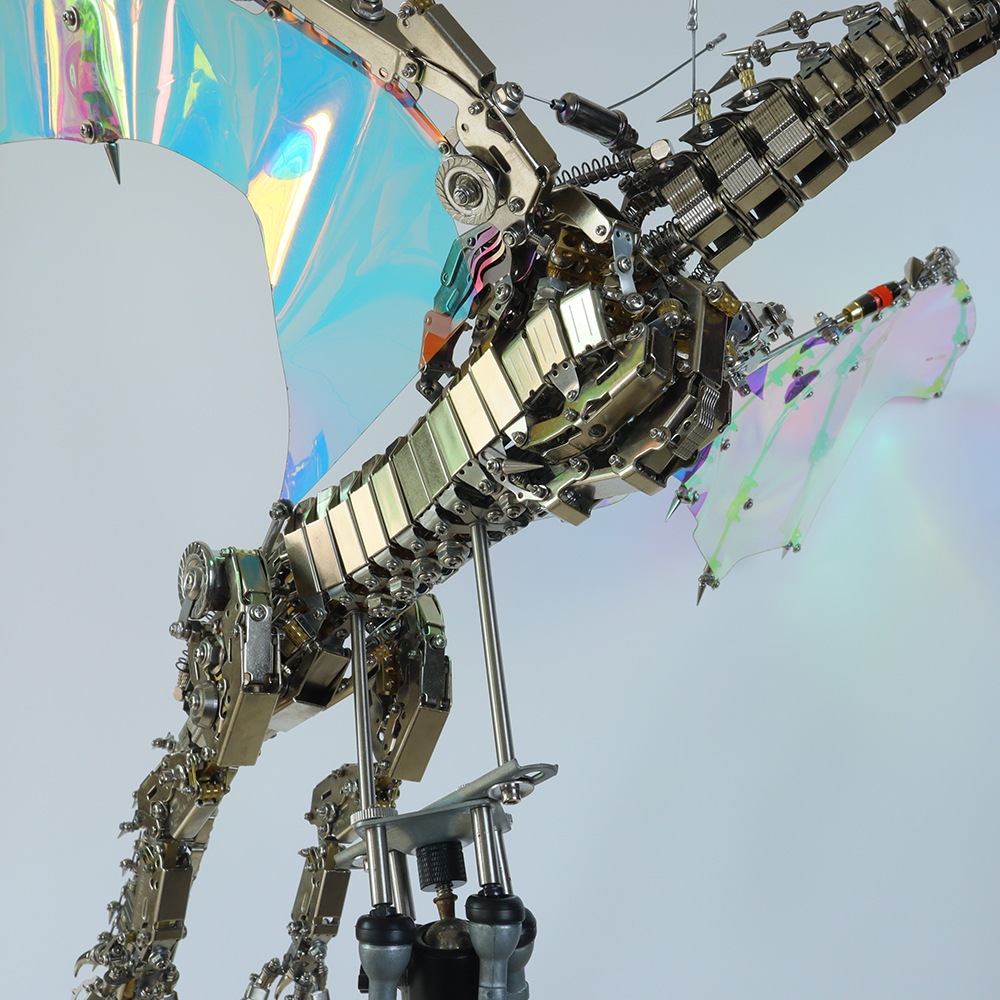 Dragón Mecánico Grande Metal 3D Criatura Mítica