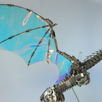 Dragón Mecánico Grande Metal 3D Criatura Mítica