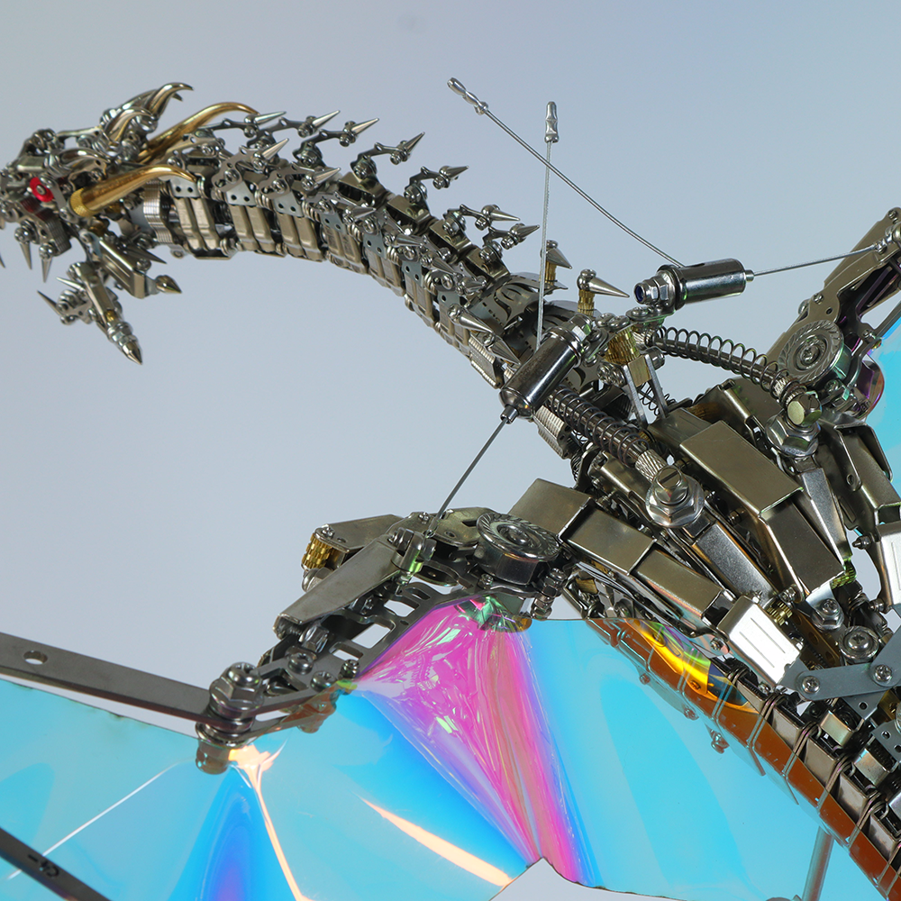 Dragón Mecánico Grande Metal 3D Criatura Mítica