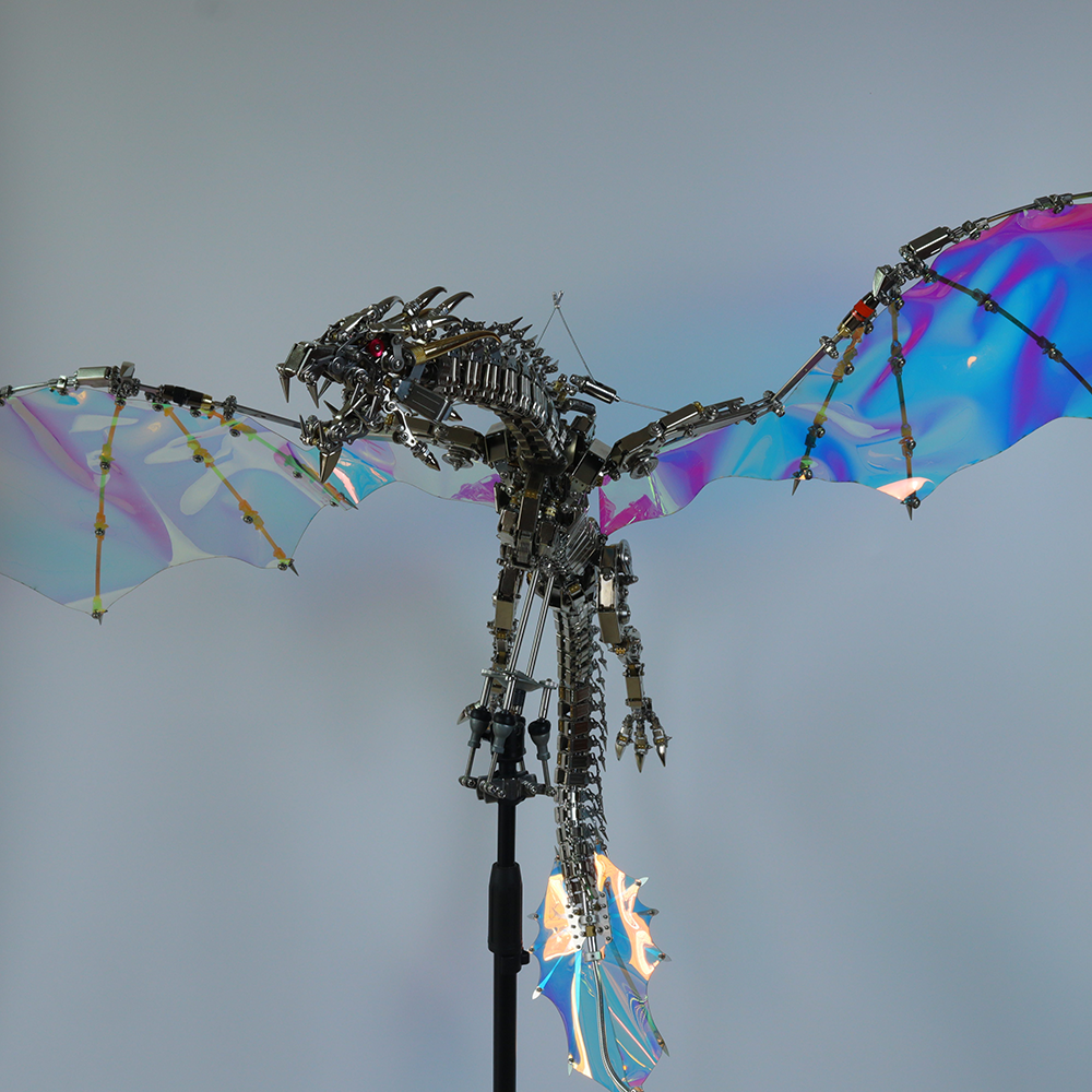 Dragón Mecánico Grande Metal 3D Criatura Mítica