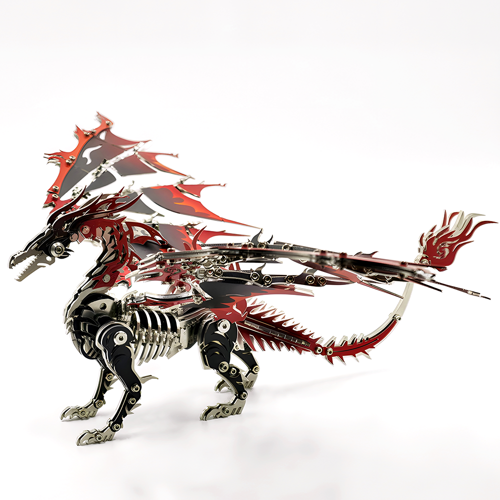 Dragón de Fuego Mecánico Metal 3D