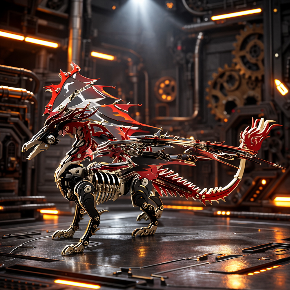 Dragón de Fuego Mecánico Metal 3D