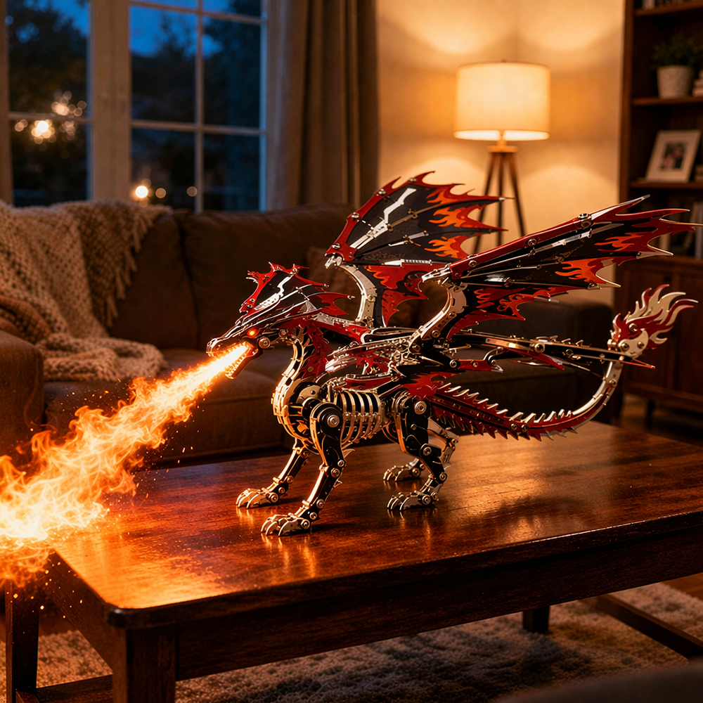 Dragón de Fuego Mecánico Metal 3D