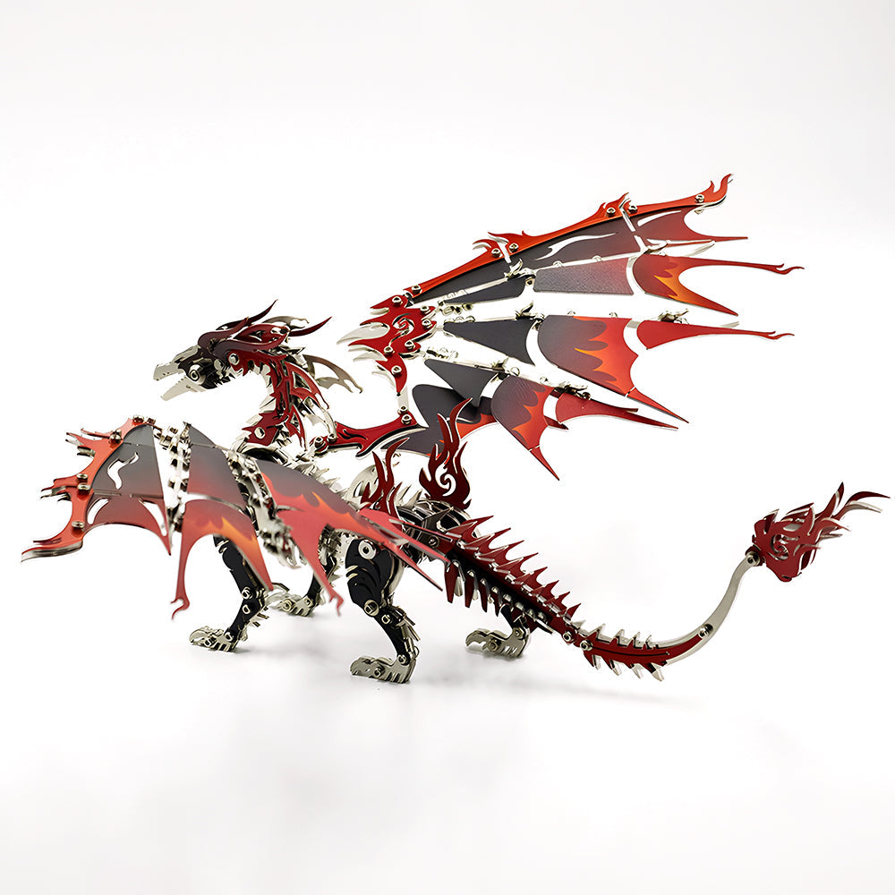 Dragón de Fuego Mecánico Metal 3D