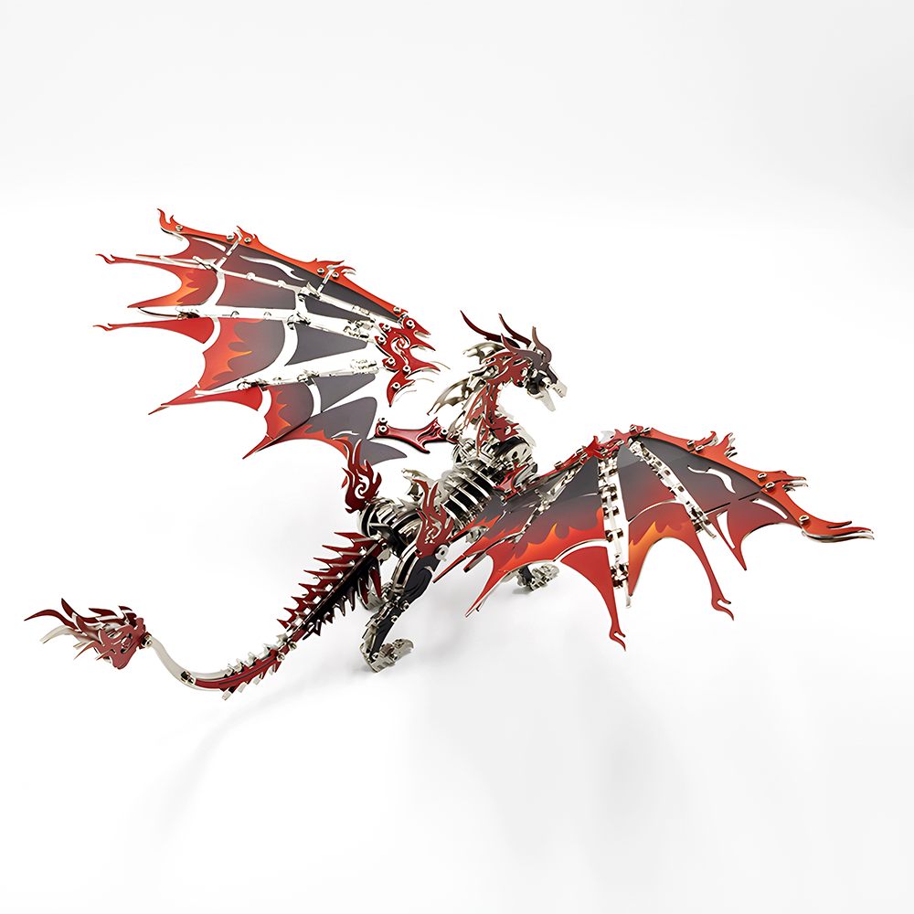 Dragón de Fuego Mecánico Metal 3D