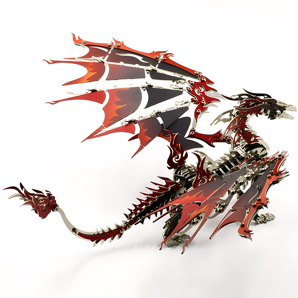 Dragón de Fuego Mecánico Metal 3D