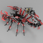 Escorpión Mecánico Rojo Negro Metal 3D