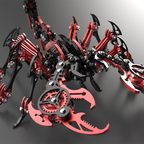 Escorpión Mecánico Rojo Negro Metal 3D