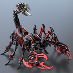 Escorpión Mecánico Rojo Negro Metal 3D