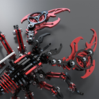 Escorpión Mecánico Rojo Negro Metal 3D