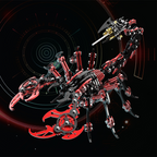 Escorpión Mecánico Rojo Negro Metal 3D