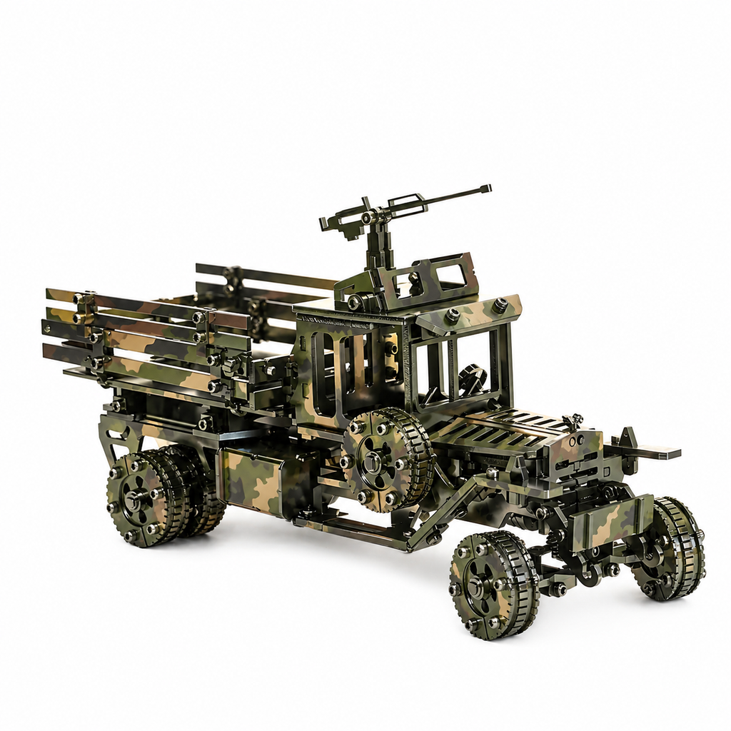 Camión Militar Camuflaje Mecánico Metal 3D