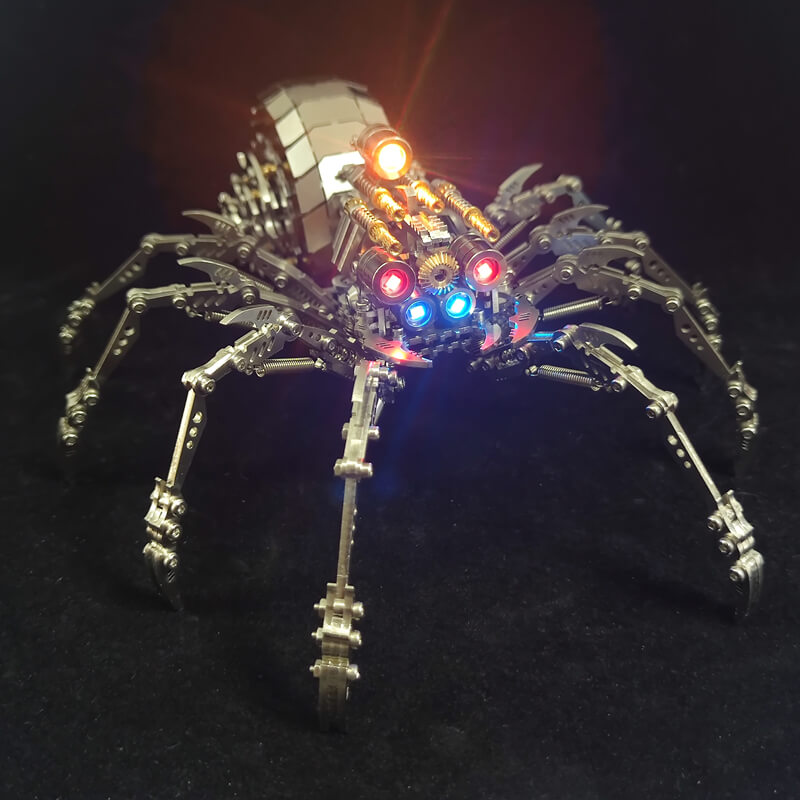 Araña Mecánica Giratoria Metal 3D con Luces