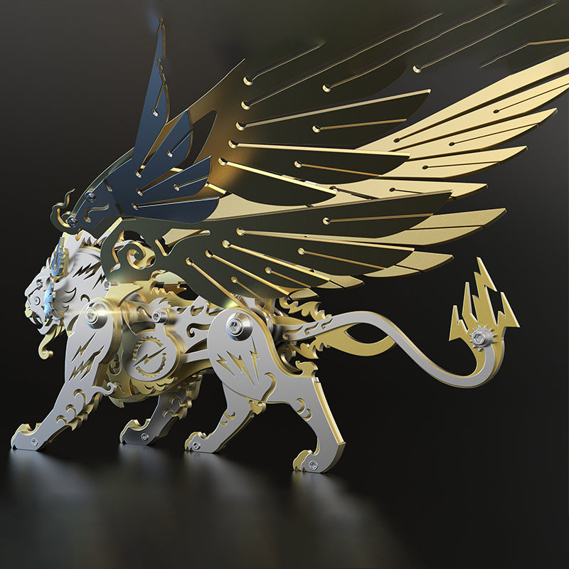 Tigre con Alas Criatura Mítica Metal 3D