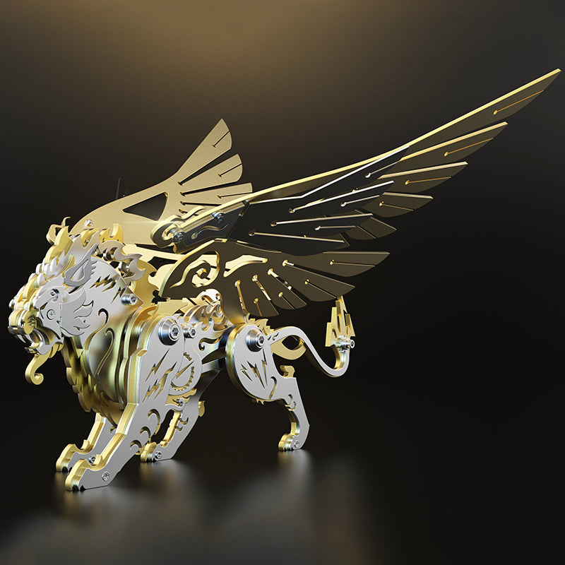 Tigre con Alas Criatura Mítica Metal 3D