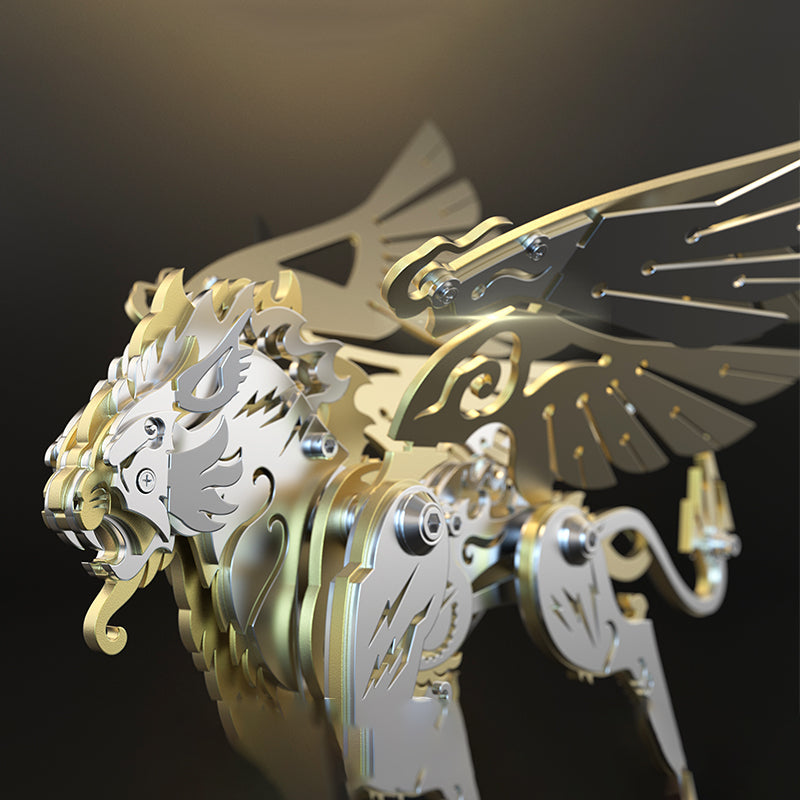 Tigre con Alas Criatura Mítica Metal 3D