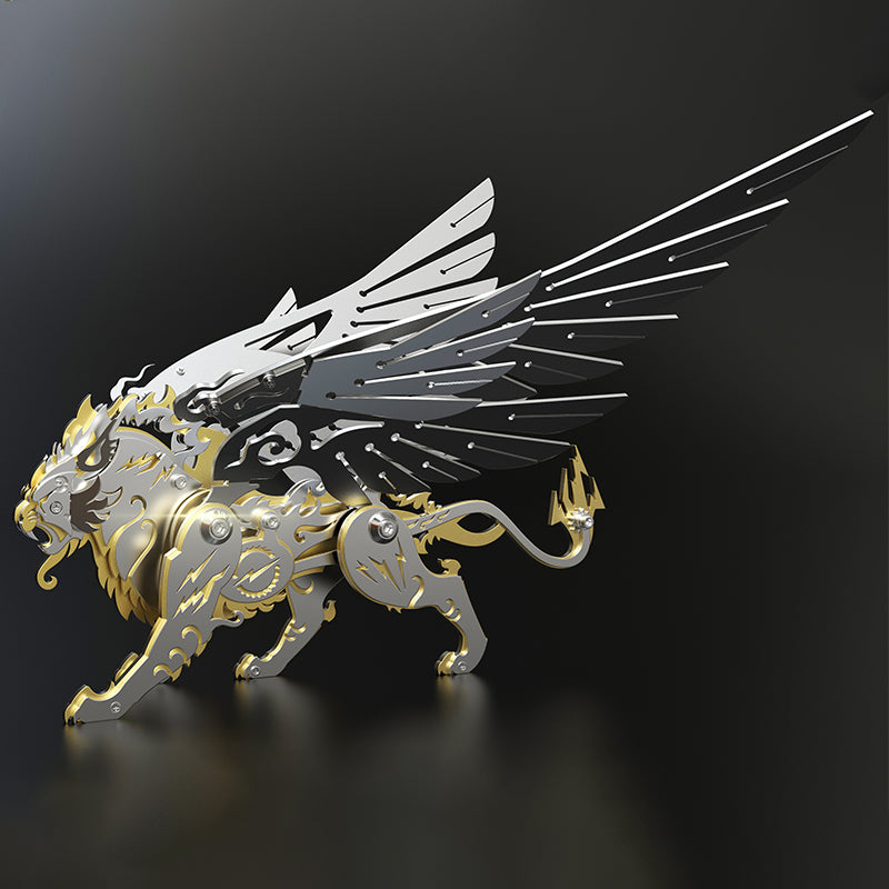 Tigre con Alas Criatura Mítica Metal 3D