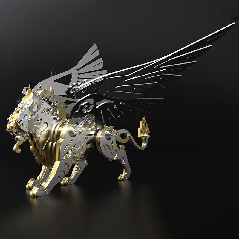 Tigre con Alas Criatura Mítica Metal 3D
