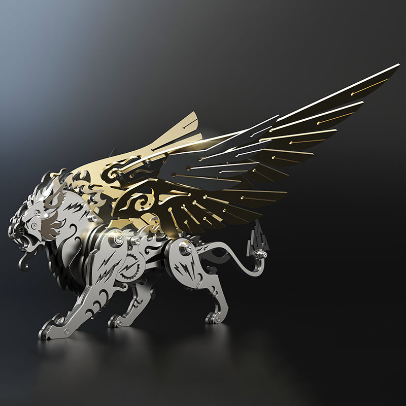 Tigre con Alas Criatura Mítica Metal 3D