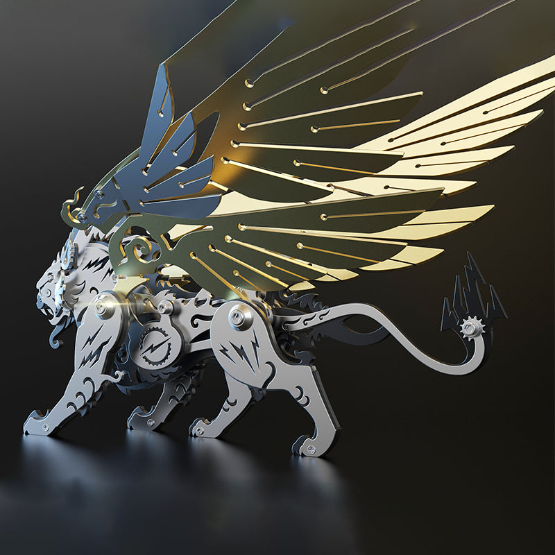 Tigre con Alas Criatura Mítica Metal 3D