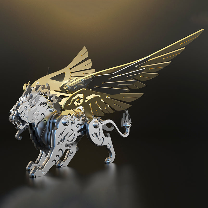 Tigre con Alas Criatura Mítica Metal 3D