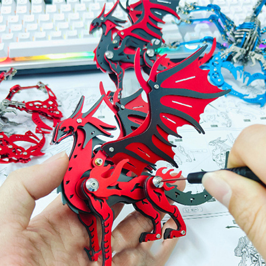 Pterosaurio Criatura Mítica Metal 3D