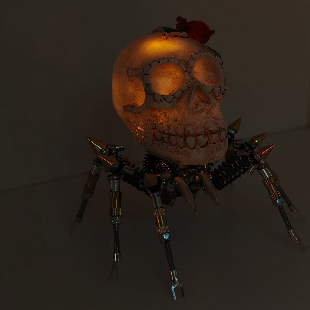 Araña Calavera Luz Nocturna Metal 3D Halloween
