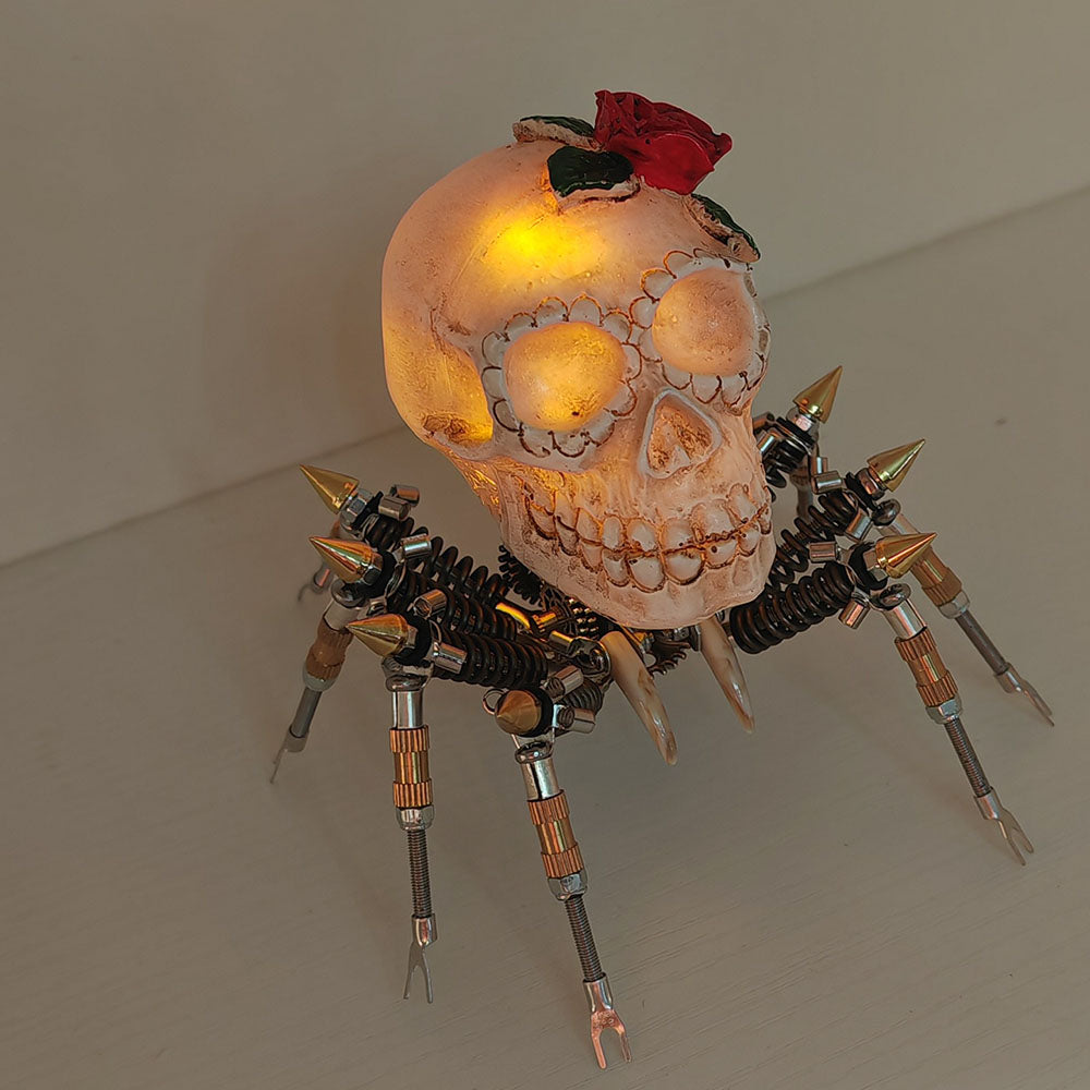 Araña Calavera Luz Nocturna Metal 3D Halloween