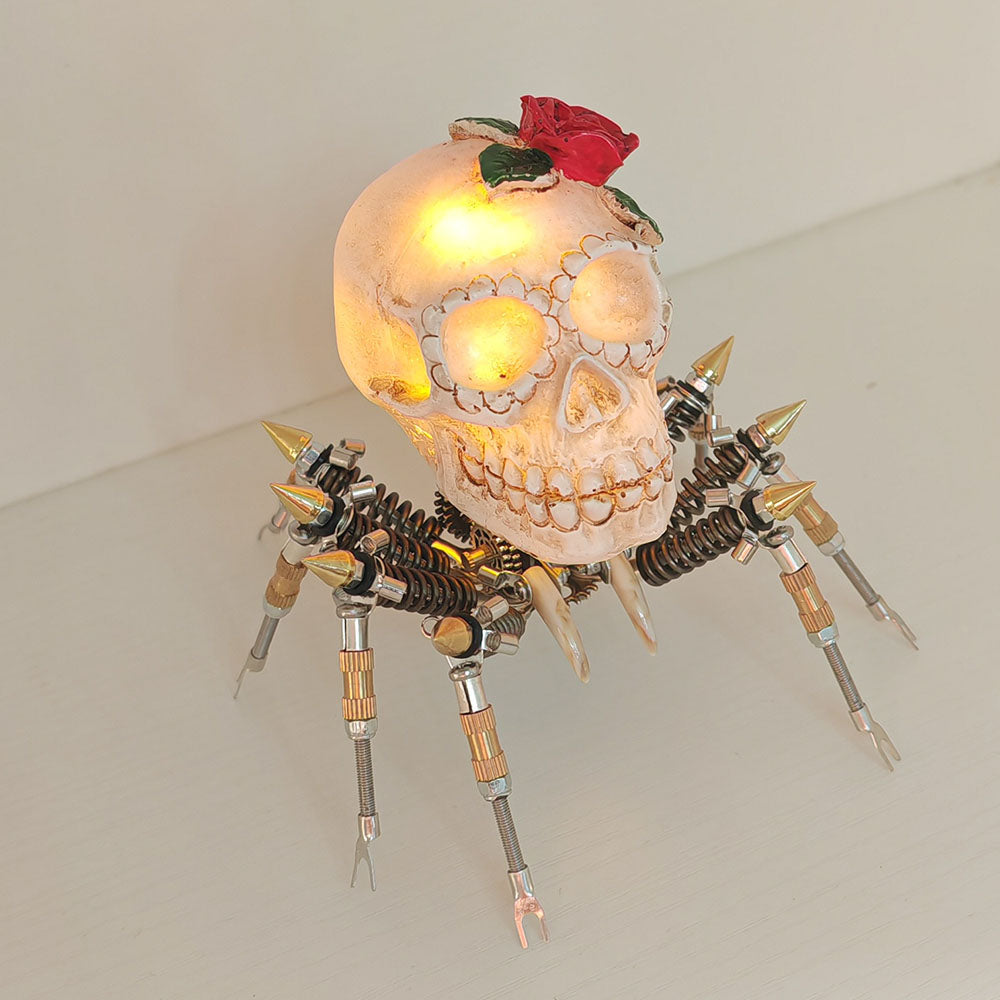 Araña Calavera Luz Nocturna Metal 3D Halloween