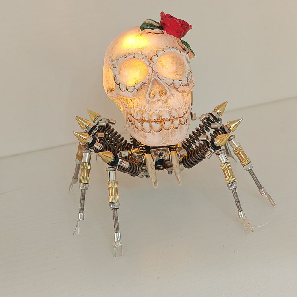Araña Calavera Luz Nocturna Metal 3D Halloween