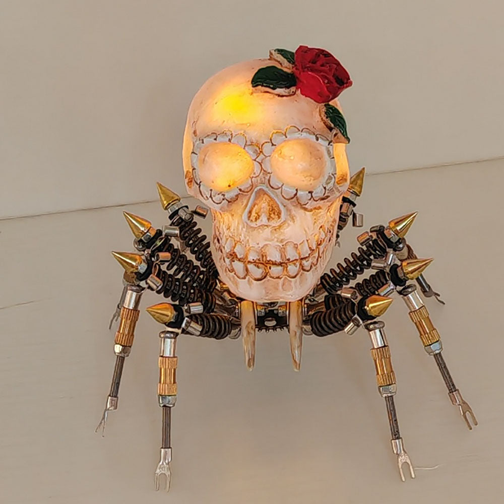 Araña Calavera Luz Nocturna Metal 3D Halloween