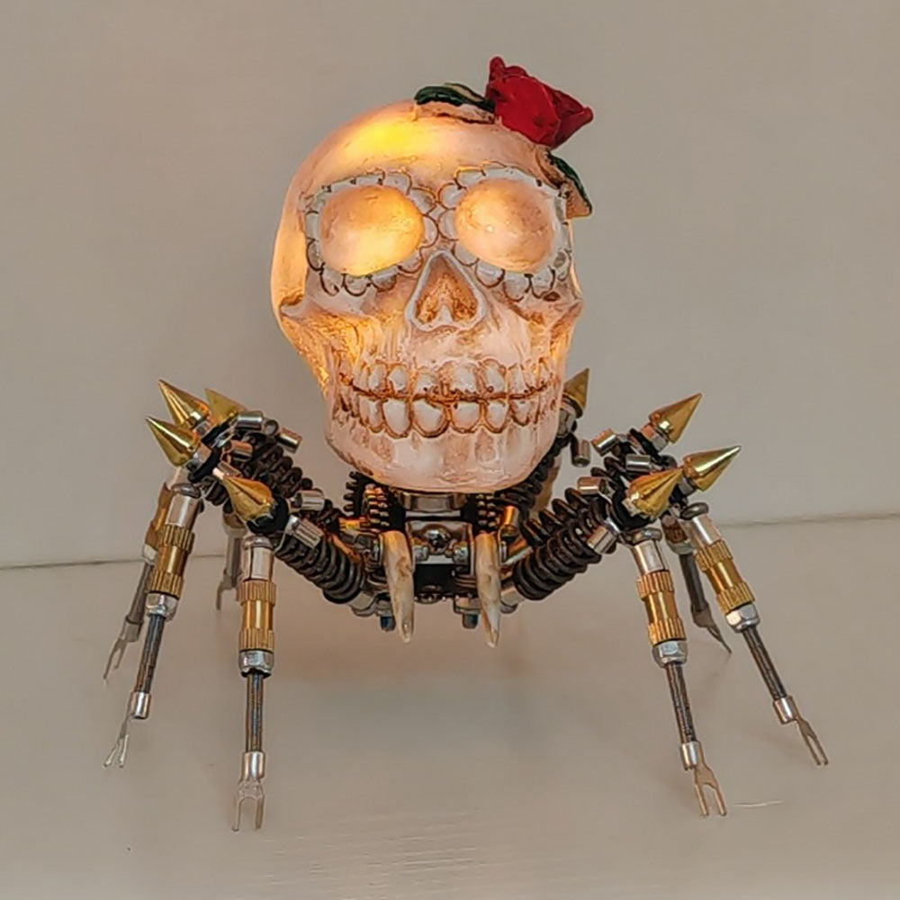 Araña Calavera Luz Nocturna Metal 3D Halloween