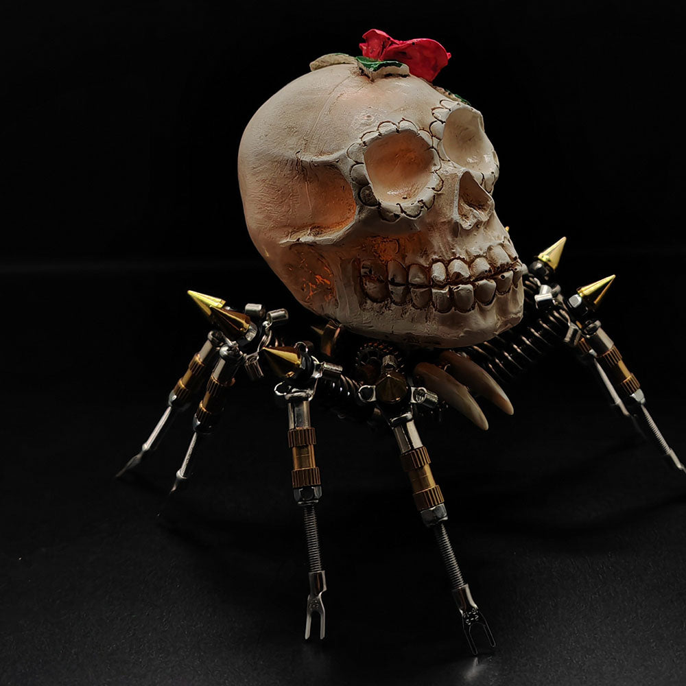 Araña Calavera Luz Nocturna Metal 3D Halloween