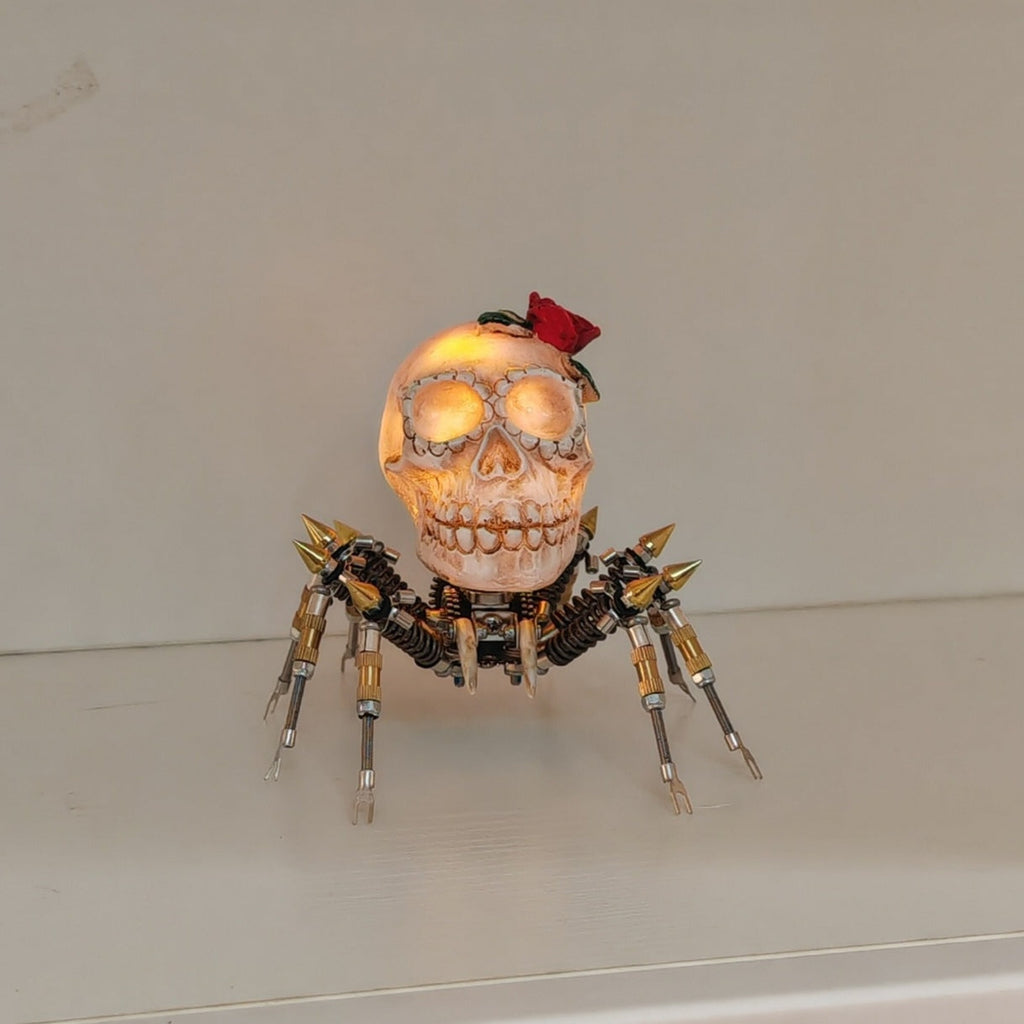 Araña Calavera Luz Nocturna Metal 3D Halloween