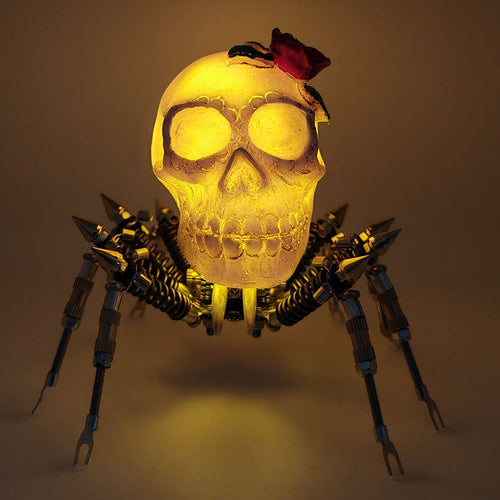 Araña Calavera Luz Nocturna Metal 3D Halloween