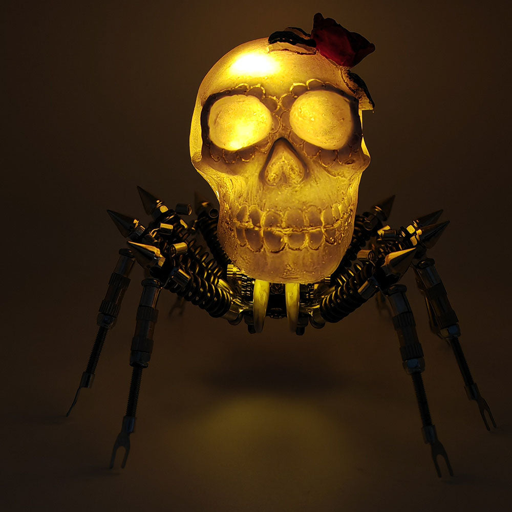 Araña Calavera Luz Nocturna Metal 3D Halloween
