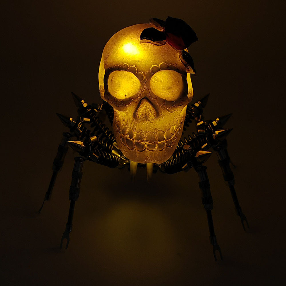 Araña Calavera Luz Nocturna Metal 3D Halloween