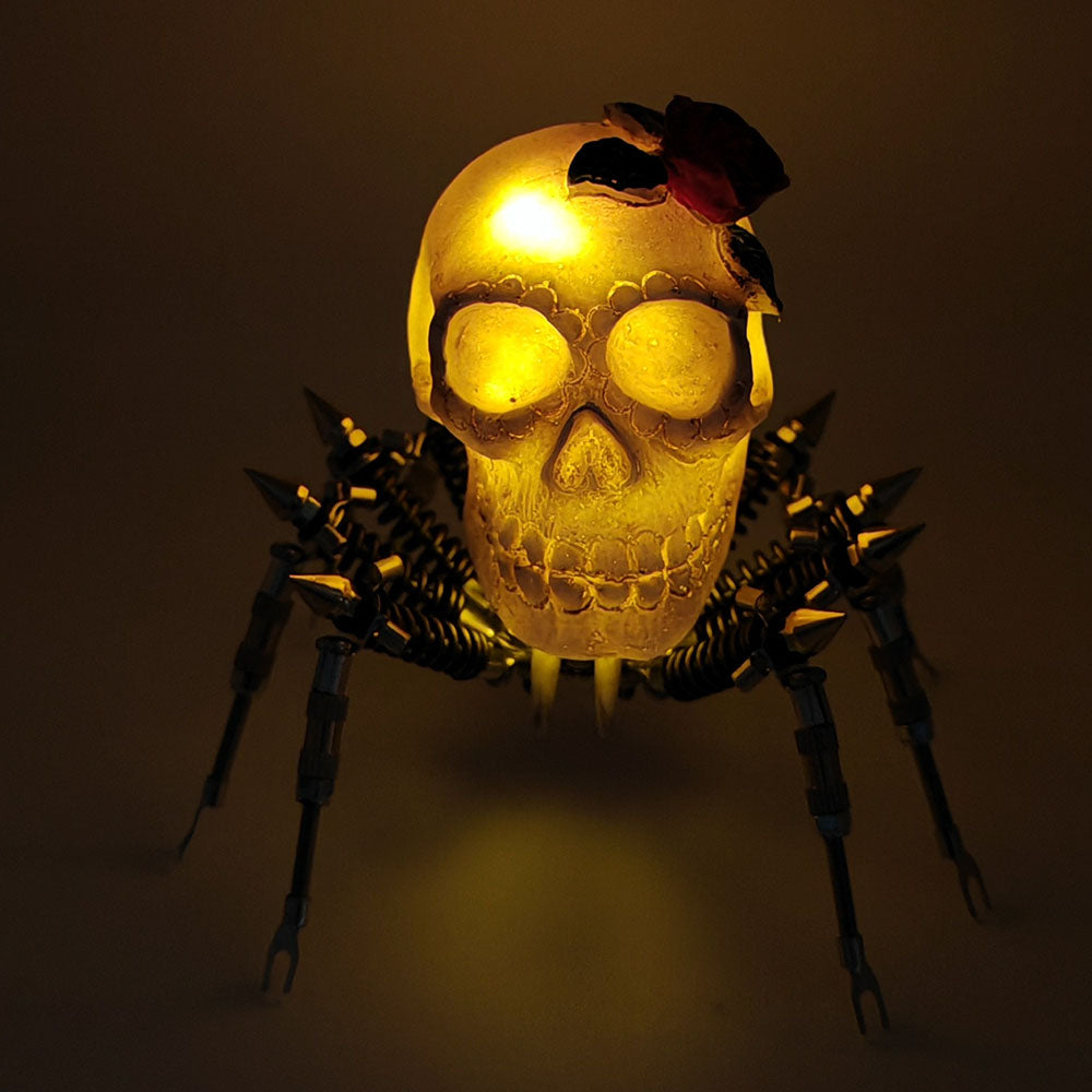 Araña Calavera Luz Nocturna Metal 3D Halloween