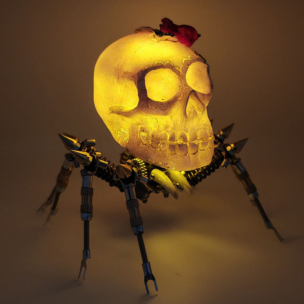 Araña Calavera Luz Nocturna Metal 3D Halloween