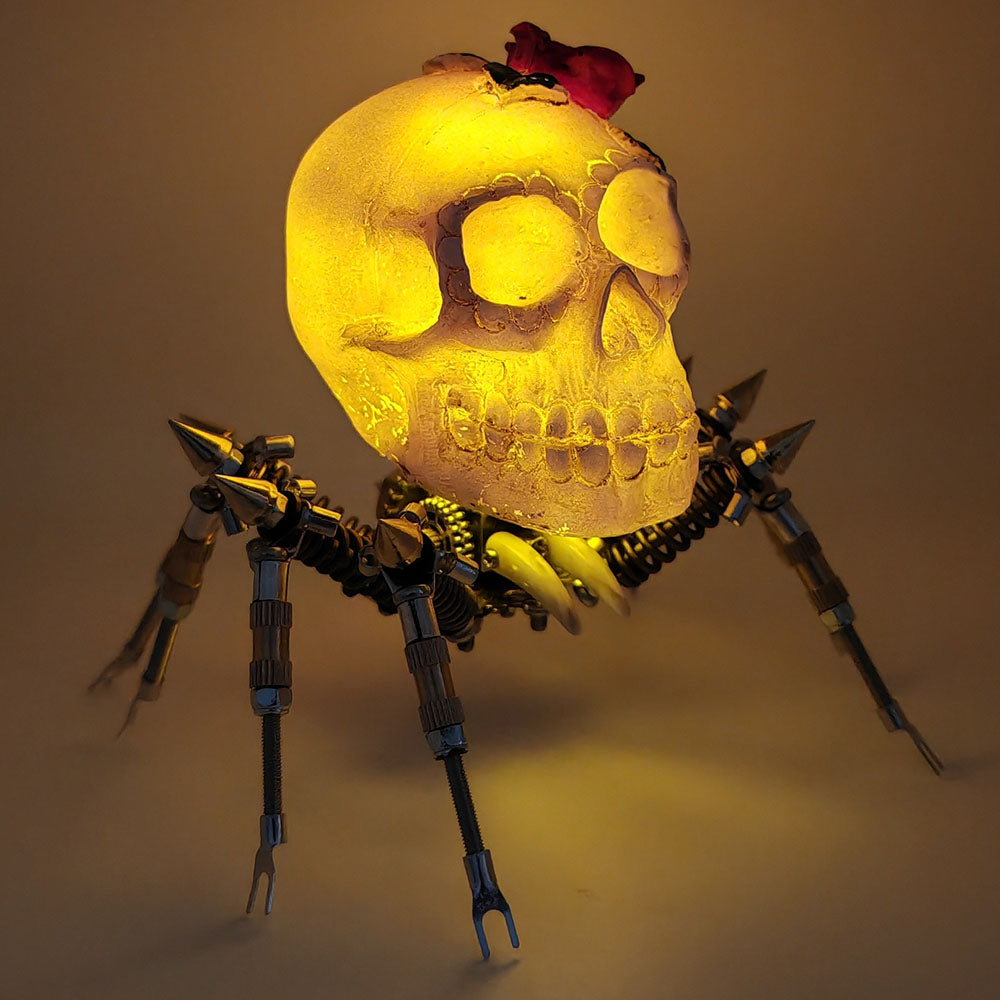 Araña Calavera Luz Nocturna Metal 3D Halloween