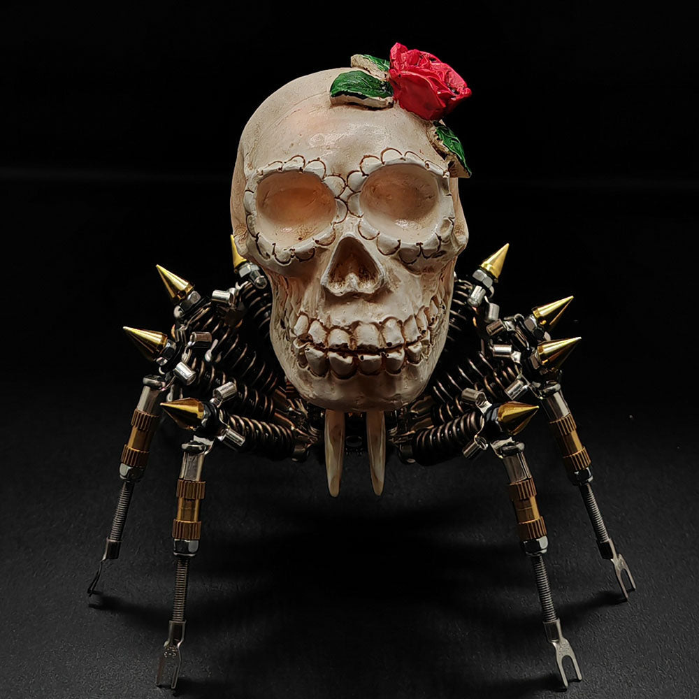 Araña Calavera Luz Nocturna Metal 3D Halloween