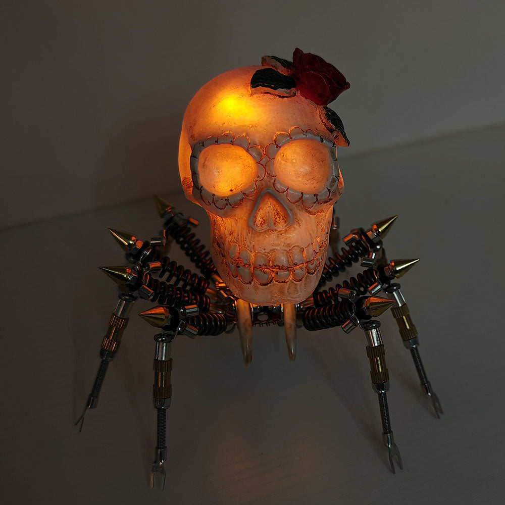 Araña Calavera Luz Nocturna Metal 3D Halloween