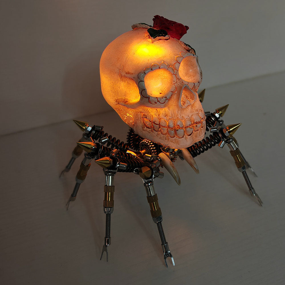 Araña Calavera Luz Nocturna Metal 3D Halloween