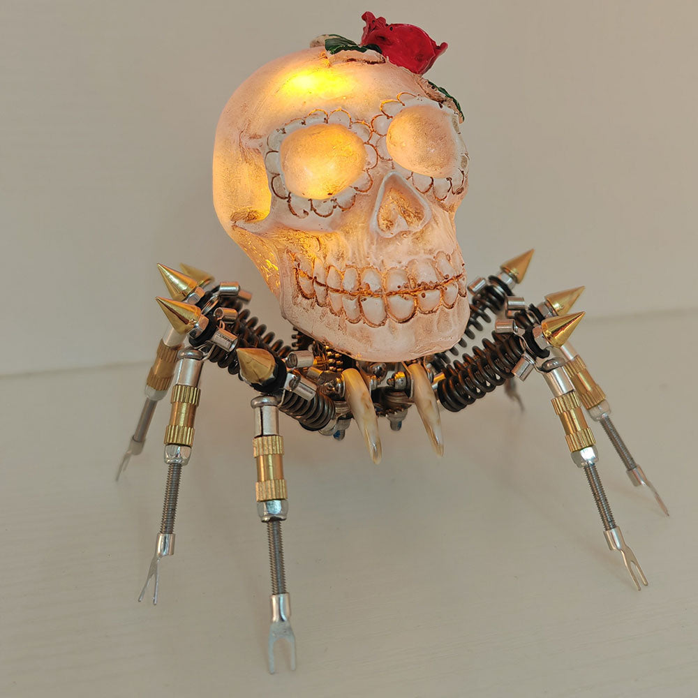 Araña Calavera Luz Nocturna Metal 3D Halloween