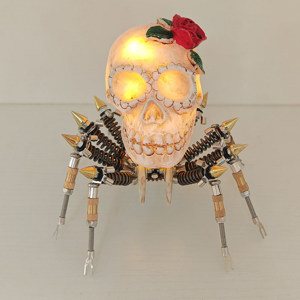 Araña Calavera Luz Nocturna Metal 3D Halloween