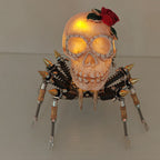Araña Calavera Luz Nocturna Metal 3D Halloween