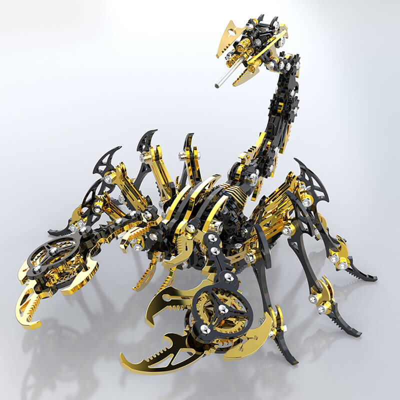 Escorpión Negro Dorado Metal 3D