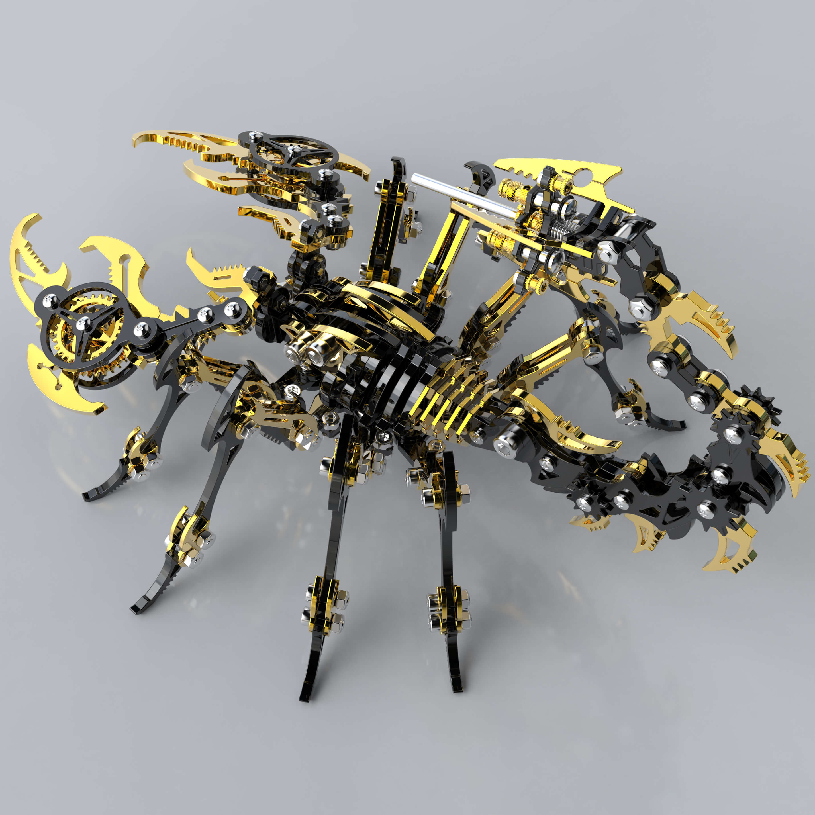 Escorpión Negro Dorado Metal 3D